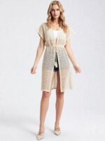 cardigan copricostume lungo all'uncinetto da donna - immagine 3