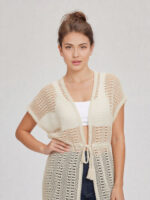 cardigan copricostume lungo all'uncinetto da donna - immagine 2