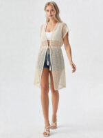 cardigan copricostume lungo all'uncinetto da donna