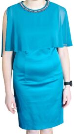 abito elegante tubino blu cobalto o turchese - immagine 2