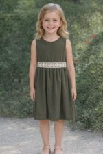 ABITO BAMBINA 8 ANNI VERDE MILITARE SMANICATO