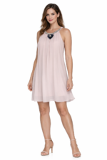 Mini abito rosa cipria con scollo a halter
