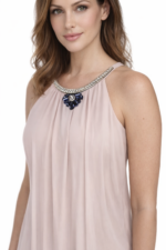 Mini abito rosa cipria con scollo a halter