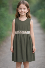 ABITO BAMBINA 8 ANNI VERDE MILITARE SMANICATO