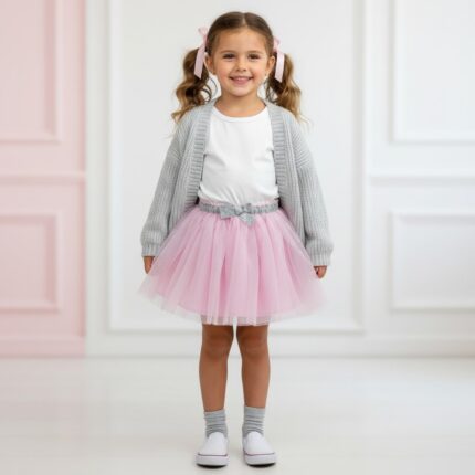 GONNA TULLE ROSA BAMBINA 2 ANNI 92 CM.