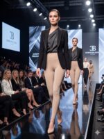 Leggings donna LEABLE con elastico in vita, in cotone bielastico Blu / Tortora