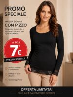 MAGLIA DONNA NERA MANICHE LUNGHE FINALE PIZZO