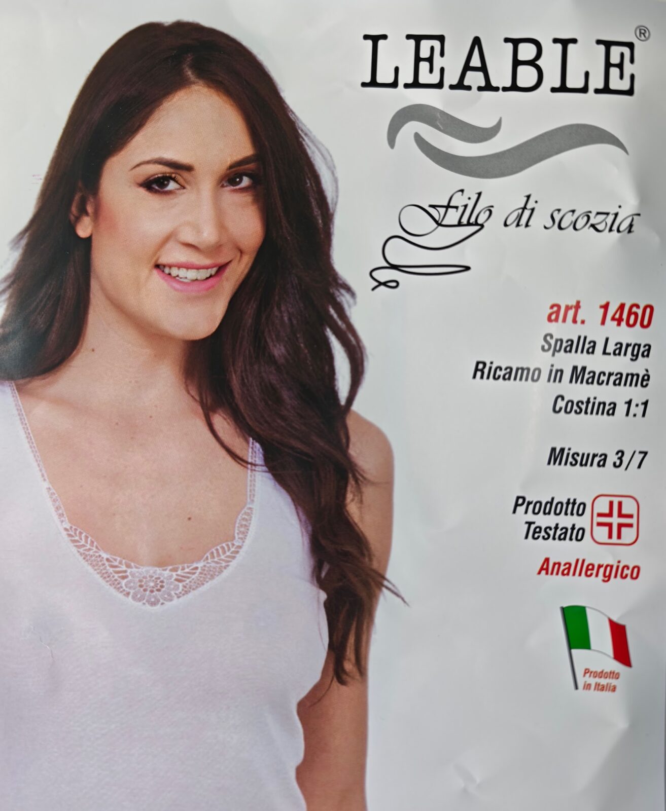 CANOTTA DONNA SPALLA LARGA IN FILO DI SCOZIA RICAMO MACRAMè CANOTTA DONNA SPALLA LARGA IN FILO DI SCOZIA RICAMO MACRAMè - immagine 1