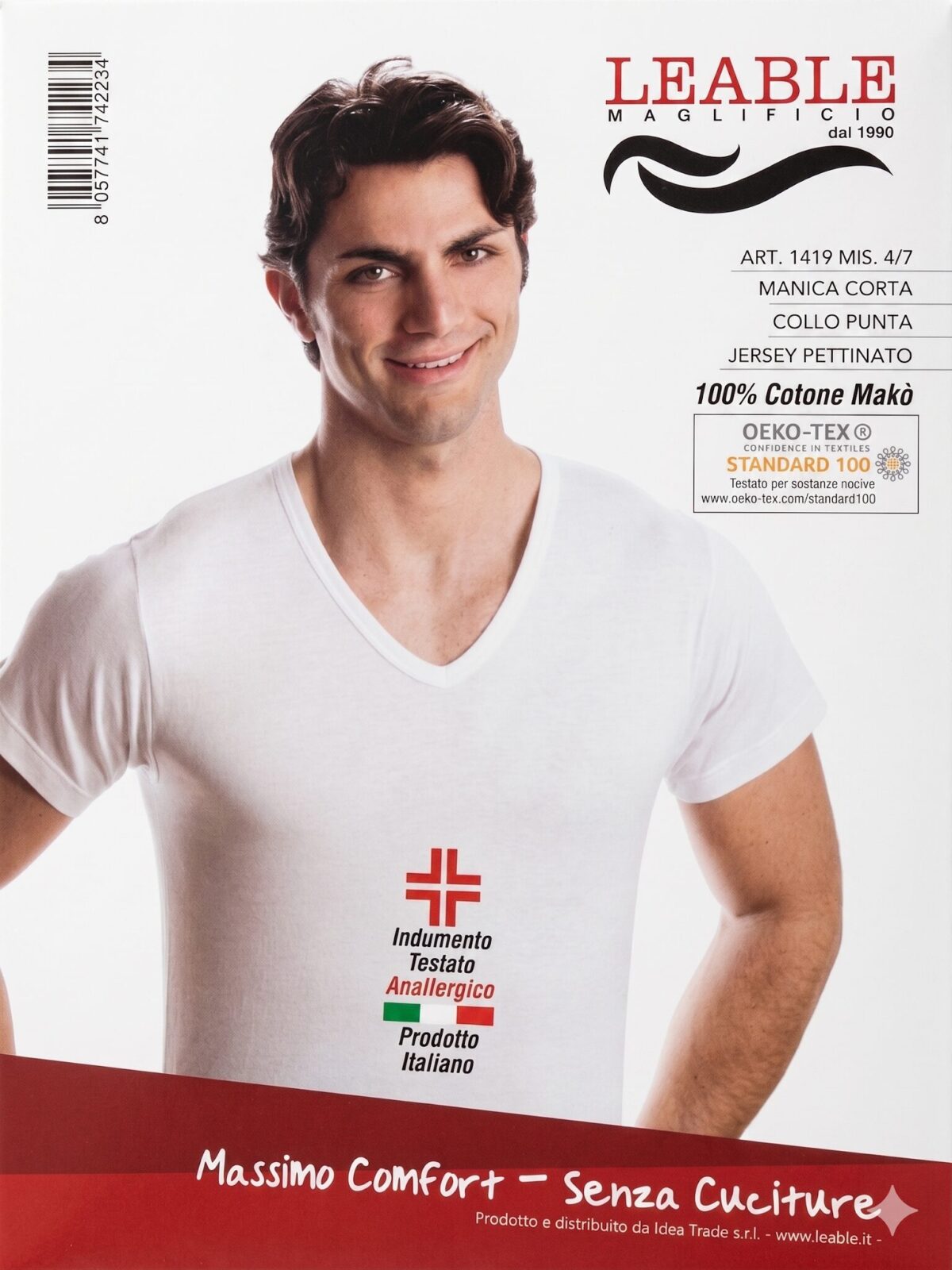 T-SHIRT UOMO LEABLE BIANCO NERO BLU 100 % COTONE MAKO’ T-SHIRT UOMO LEABLE BIANCO / NERO / BLU 100 % COTONE MAKO'