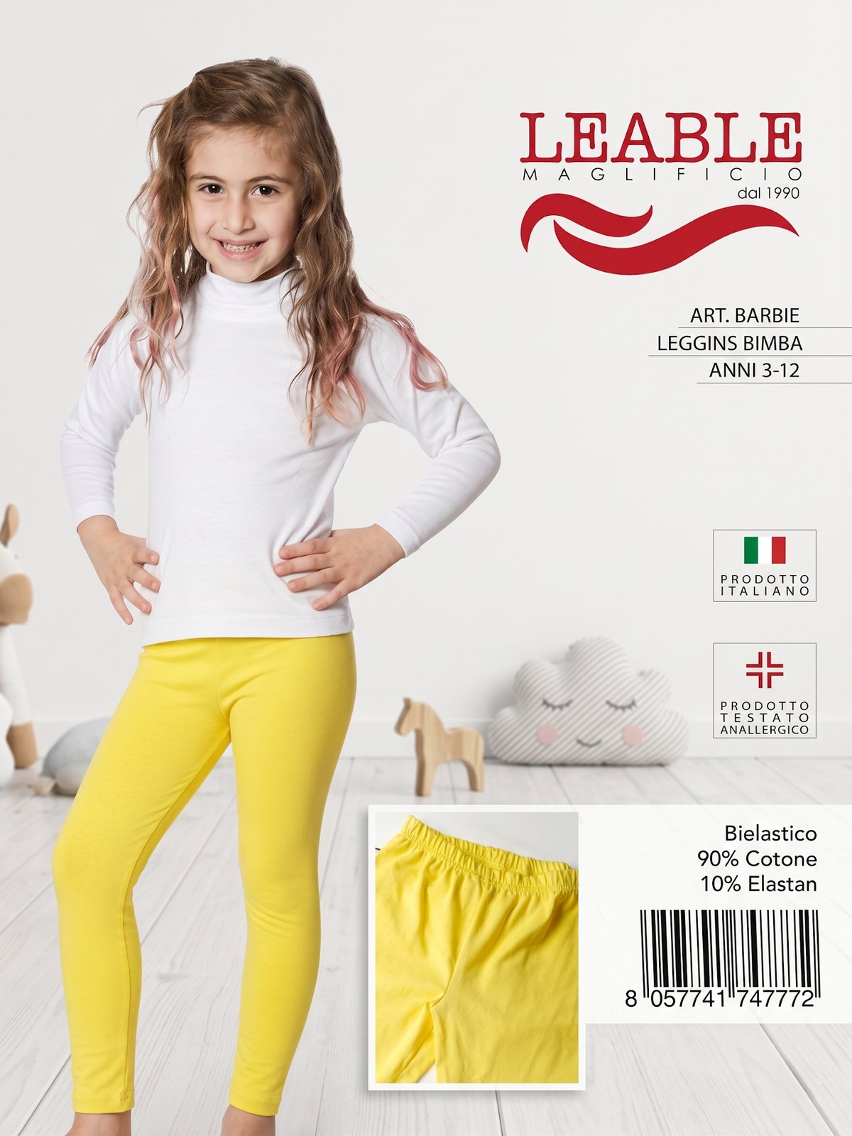 Leggings bambina LEABLE con elastico in vita, in cotone bielastico. Disponibile nei colori Nero e Blu. Scatola da 3 pezzi. Prodotto made in Italy – DONNA-ART-BARBIE Leggings bambina LEABLE con elastico in vita, in cotone bielastico. Disponibile nei colori Nero e Blu. Scatola da 3 pezzi. Prodotto made in Italy. - immagine 1