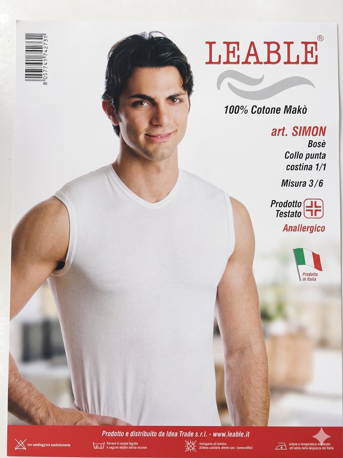 T-SHIRT LEABLE SIMON SMANICATA COTONE T-SHIRT LEABLE SIMON SMANICATA COTONE - immagine 1