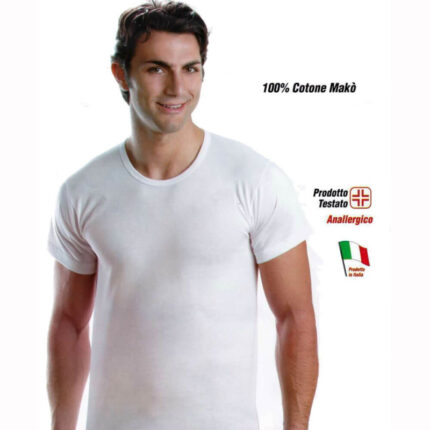 T-SHIRT UOMO  LEABLE  BIANCO 100 % COTONE MAKO'