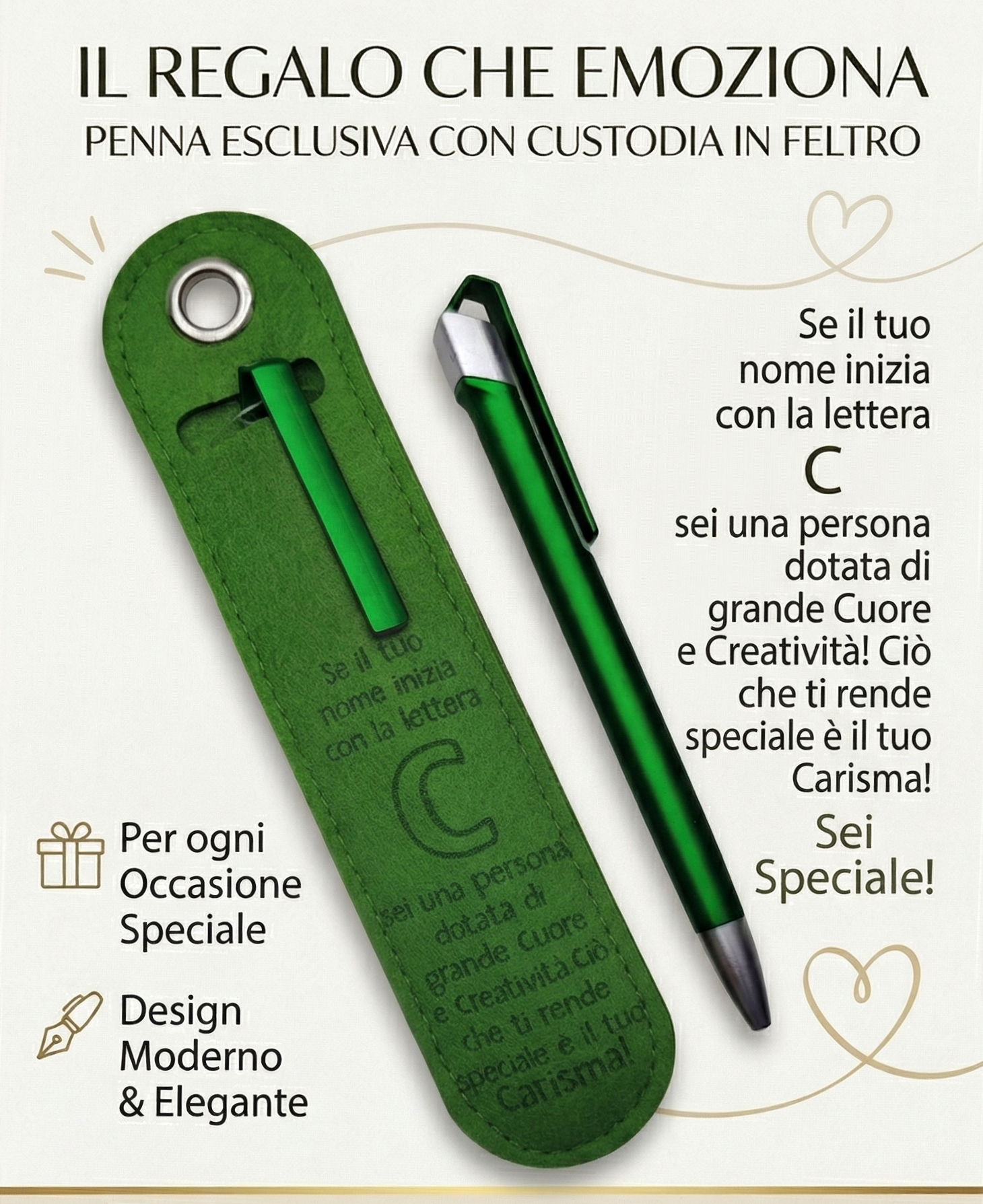 C - CARISMA Penna a Sfera con Dedica – Lettera C