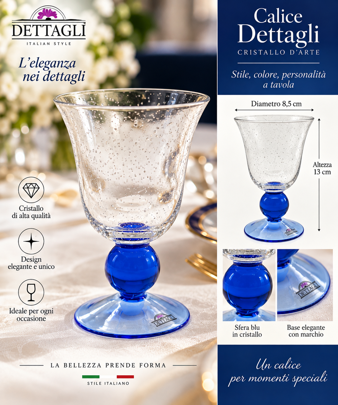 CALICE DETTAGLI BLU Calice Dettagli - Cristallo d'Arte - immagine 1