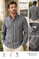 Camicia Uomo Rodrigo a Righe Grigio e Rosso - immagine 2