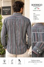 Camicia Uomo Rodrigo a Righe Grigio e Rosso - immagine 3