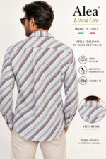 Camicia Uomo Alea Linea Oro a Righe Multicolore