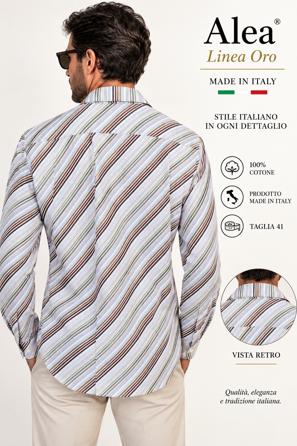 CAM24-01-camicia-uomo-alea-linea-oro-a-righe-multicolore Camicia Uomo Alea Linea Oro a Righe Multicolore - immagine 1
