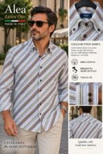 Camicia Uomo Alea Linea Oro a Righe Multicolore - immagine 3