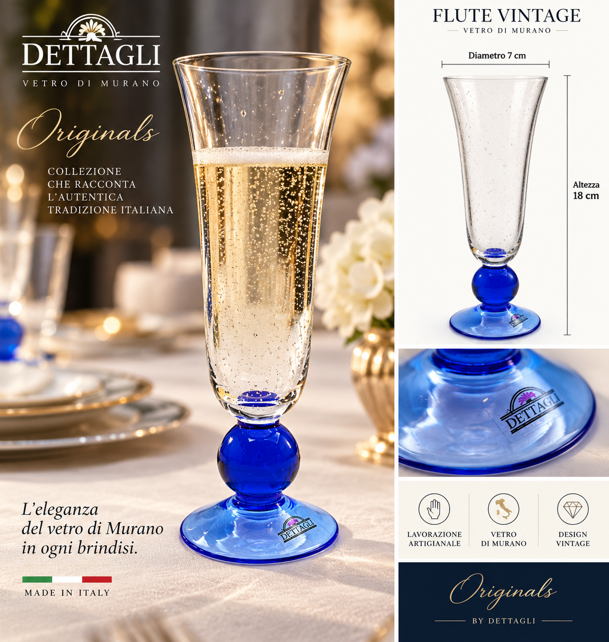 FLUTE CHAMPAGNE GAMBO BLU Flute Vintage - immagine 1