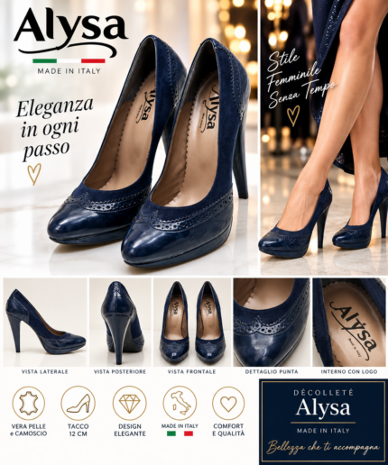 ALYSA DECOLTE TACCO ALTO BLU