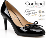 SCARPE DECOLTEE NERO LUCIDO CONBIPEL TACCO 8 CM
