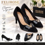 DECOLTE FELIROSE IN CAMOSCIO NERO TACCO 8 CM