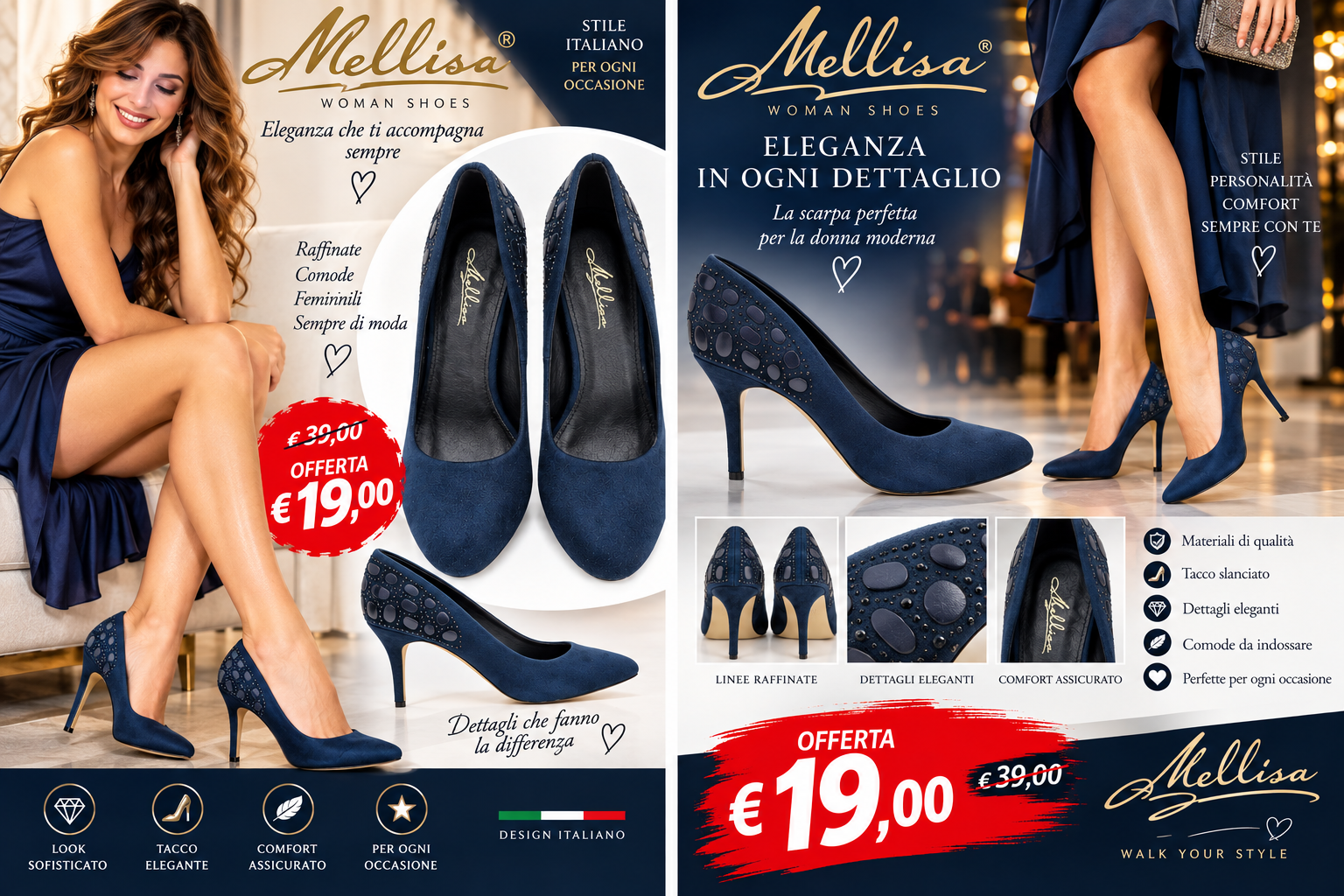 SCARPE DONNA ELEGANTI TACCO ALTO MELISSA CAMOSCIO BLU