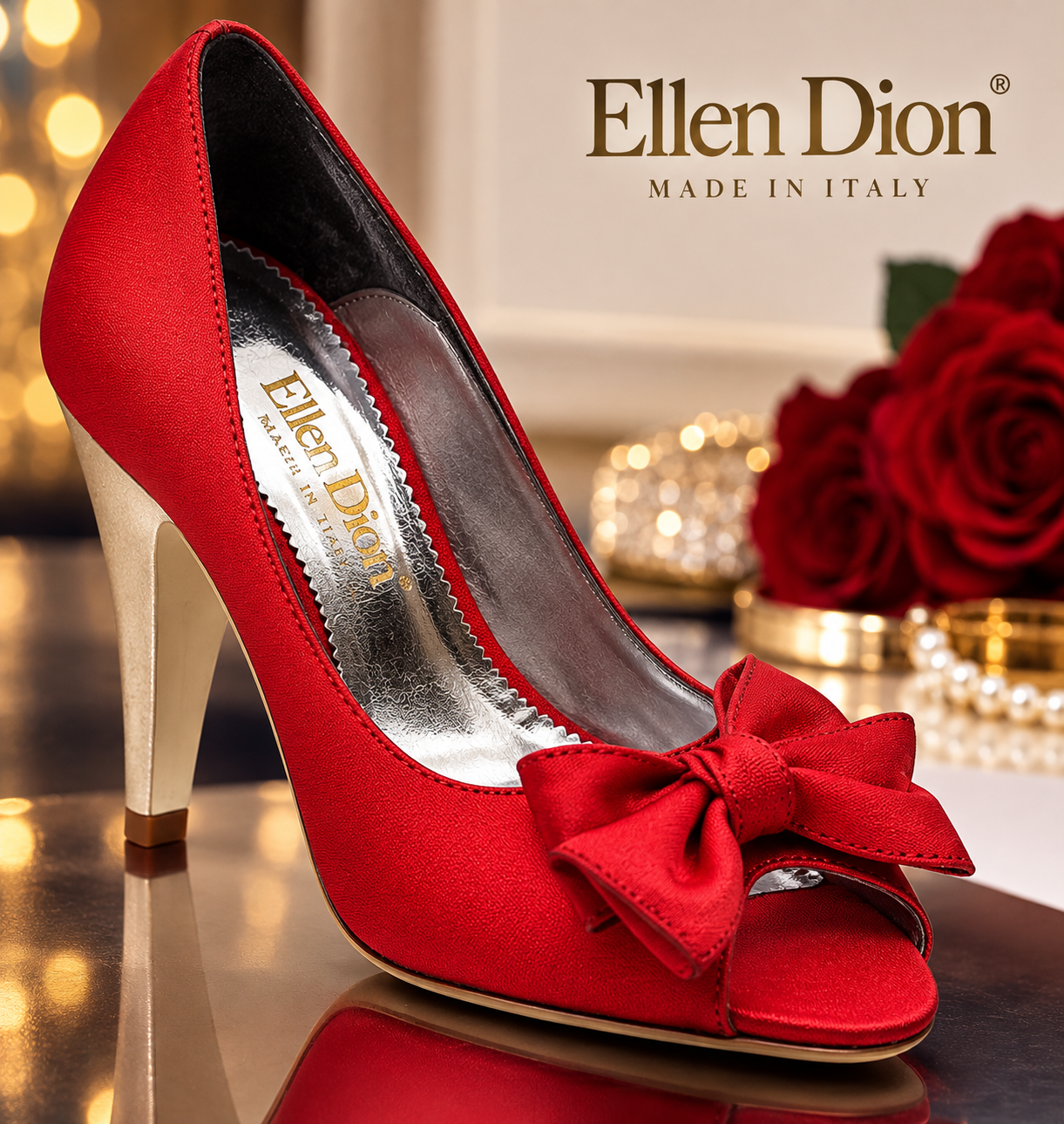 SCARPE DONNA ROSSE elen dion 2 SCARPE DECOLTè ELEN DION RASO ROSSO