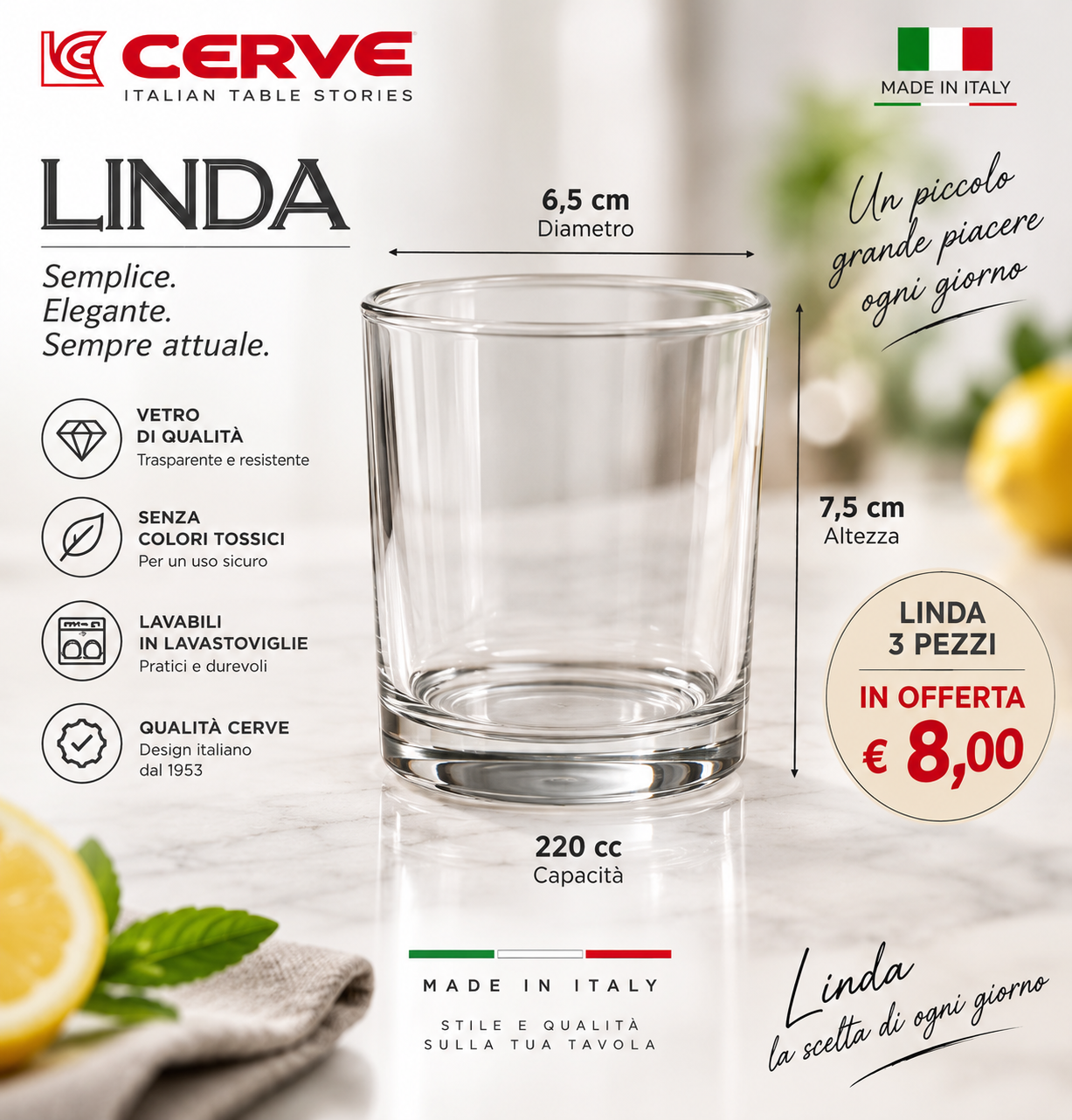 bicchieri tumbler lcerve Linda 3 Pcs - immagine 1