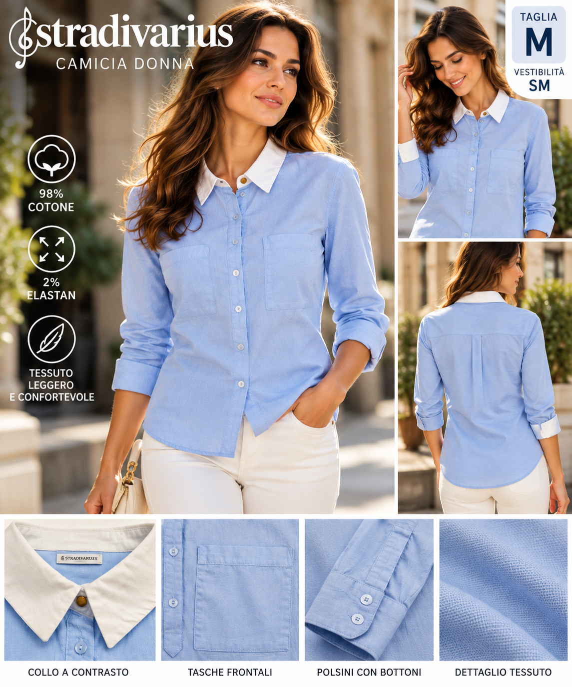 ChatGPT Image 29 set 2026, 18_03_16 Camicia Donna Stradivarius Cotone Elasticizzato – Taglia S/M – Bild 1