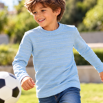 Maglietta Bambino 8 Anni Azzurra a Righe - immagine 2