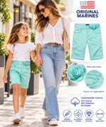 Pantaloncini Bambina in Raso Verde Original Marines 8 Anni - immagine 2
